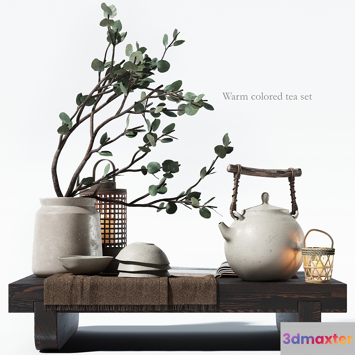 Warm colored tea set - No.2 3D Max