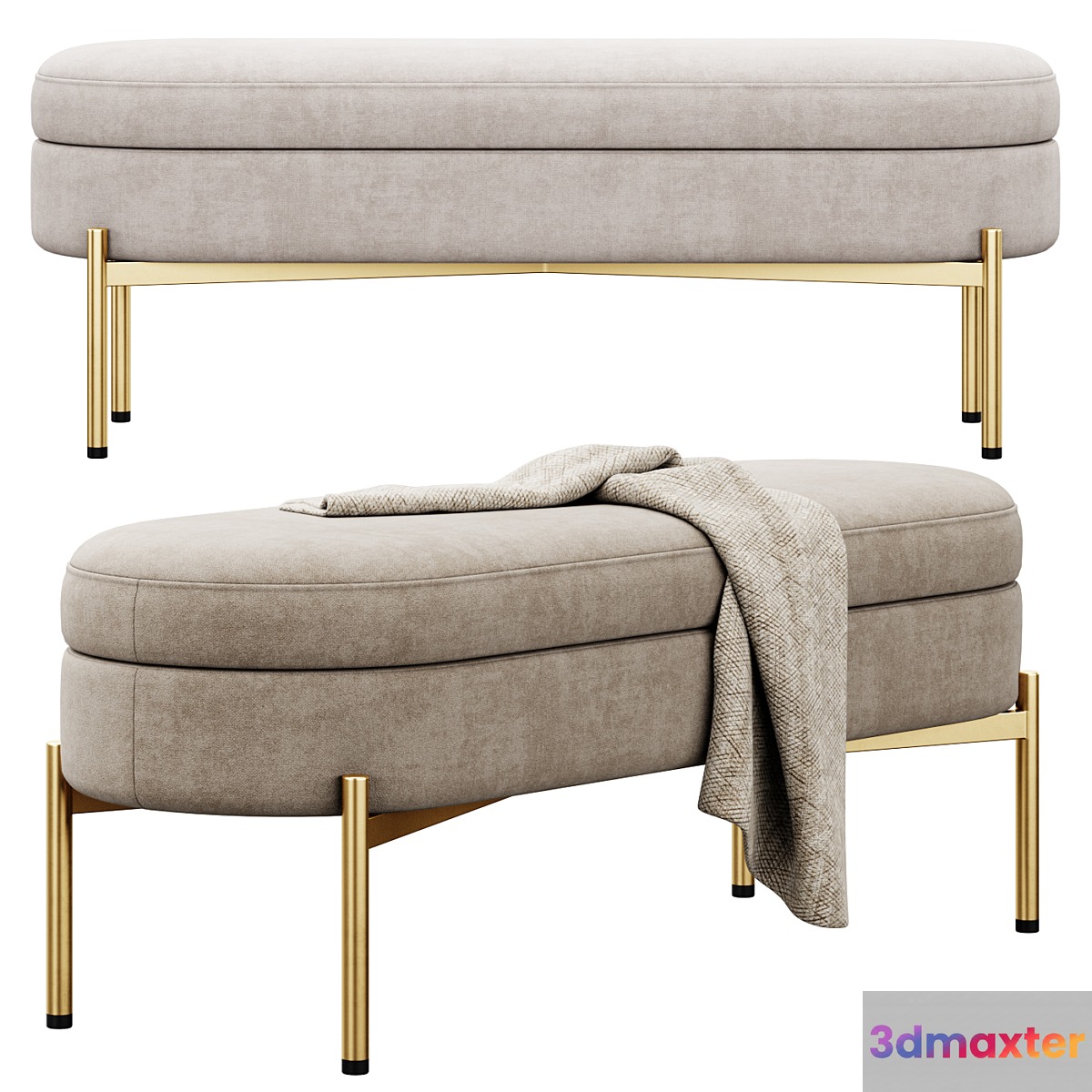 Chloe Storage Bench ottoman by Lumisource 3D Max