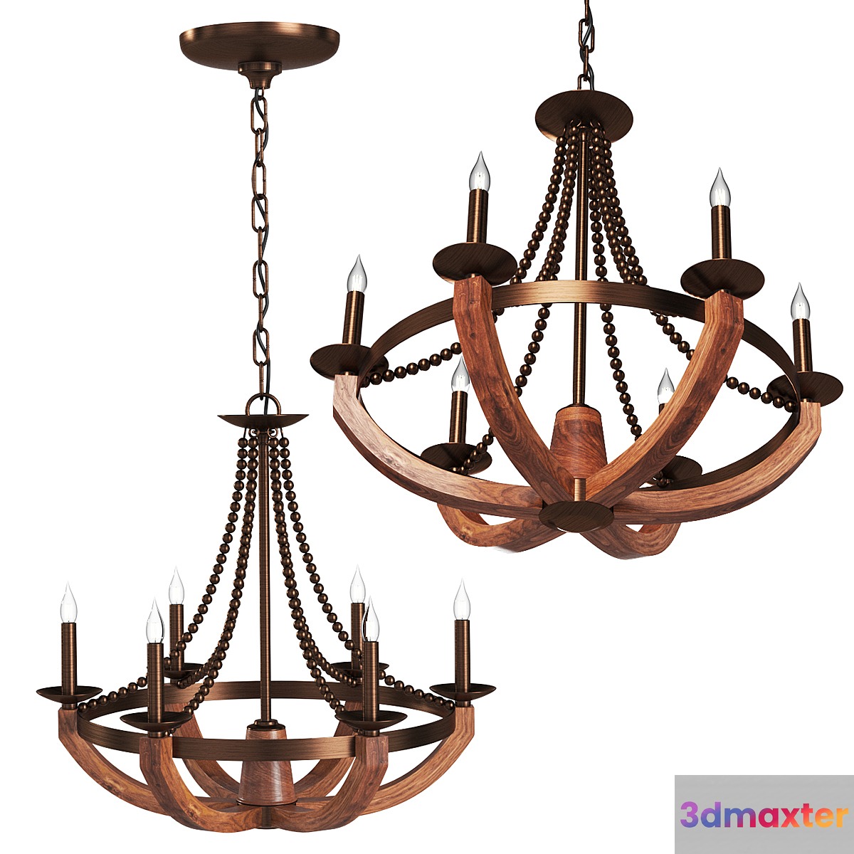 Chandelier astounding rustic wrought iron 3D Max