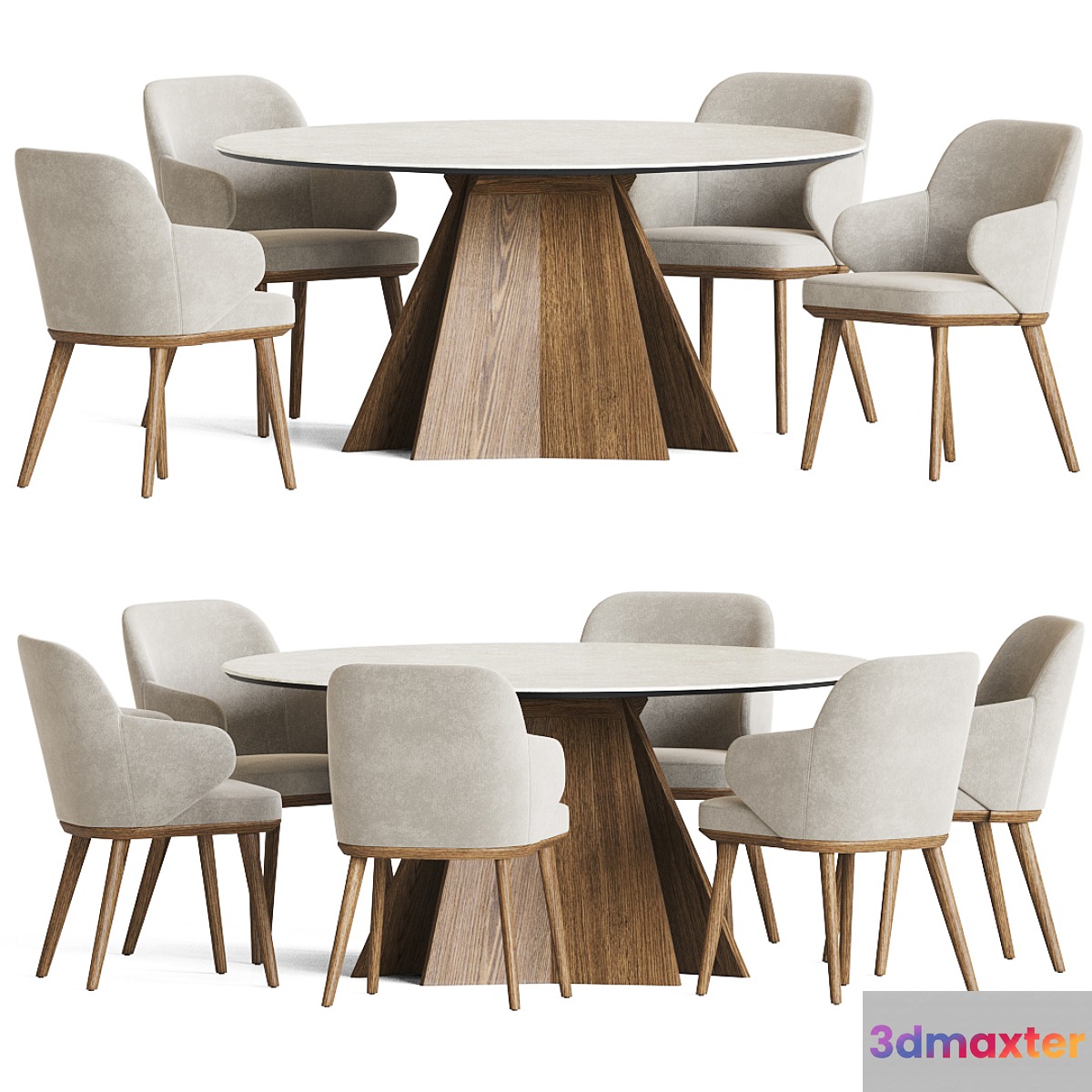 Foyer Chair Icaro Table Dining Set 3D Max
