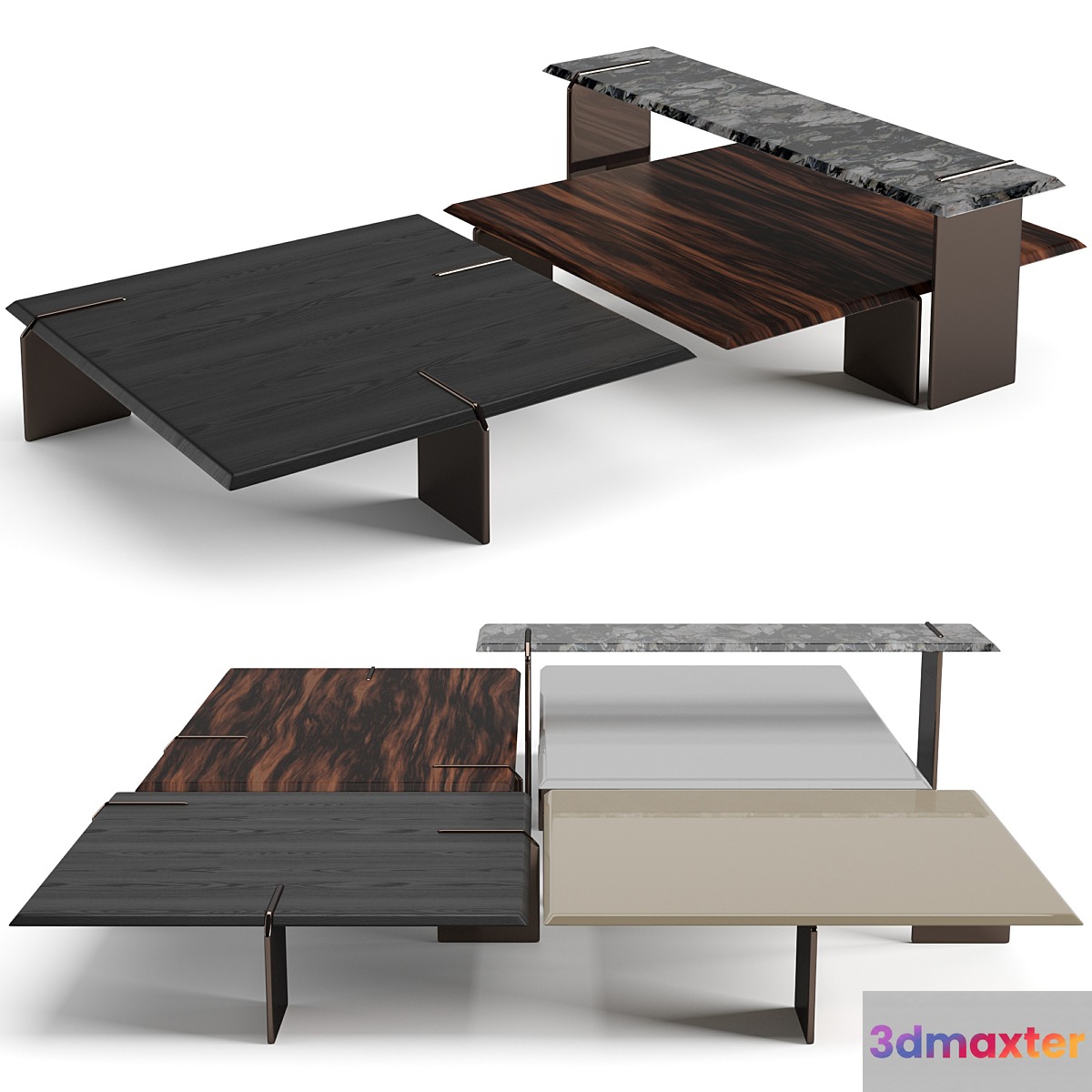 Minotti Keel square coffee tables set - No.3