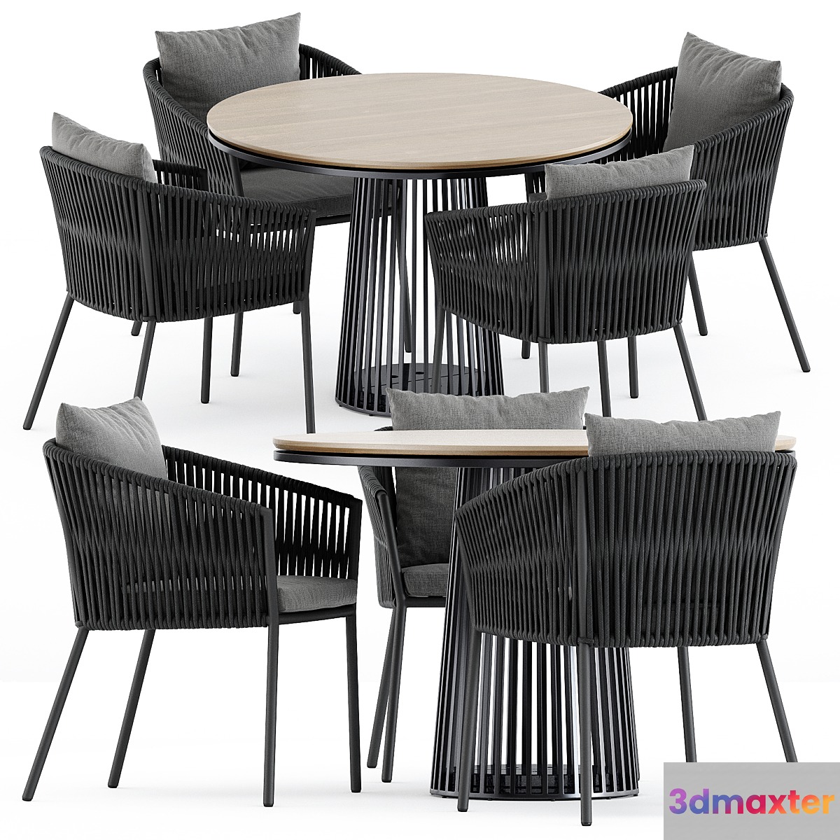 Porto Dining Chair by burkedecor and Grid table by solpuri