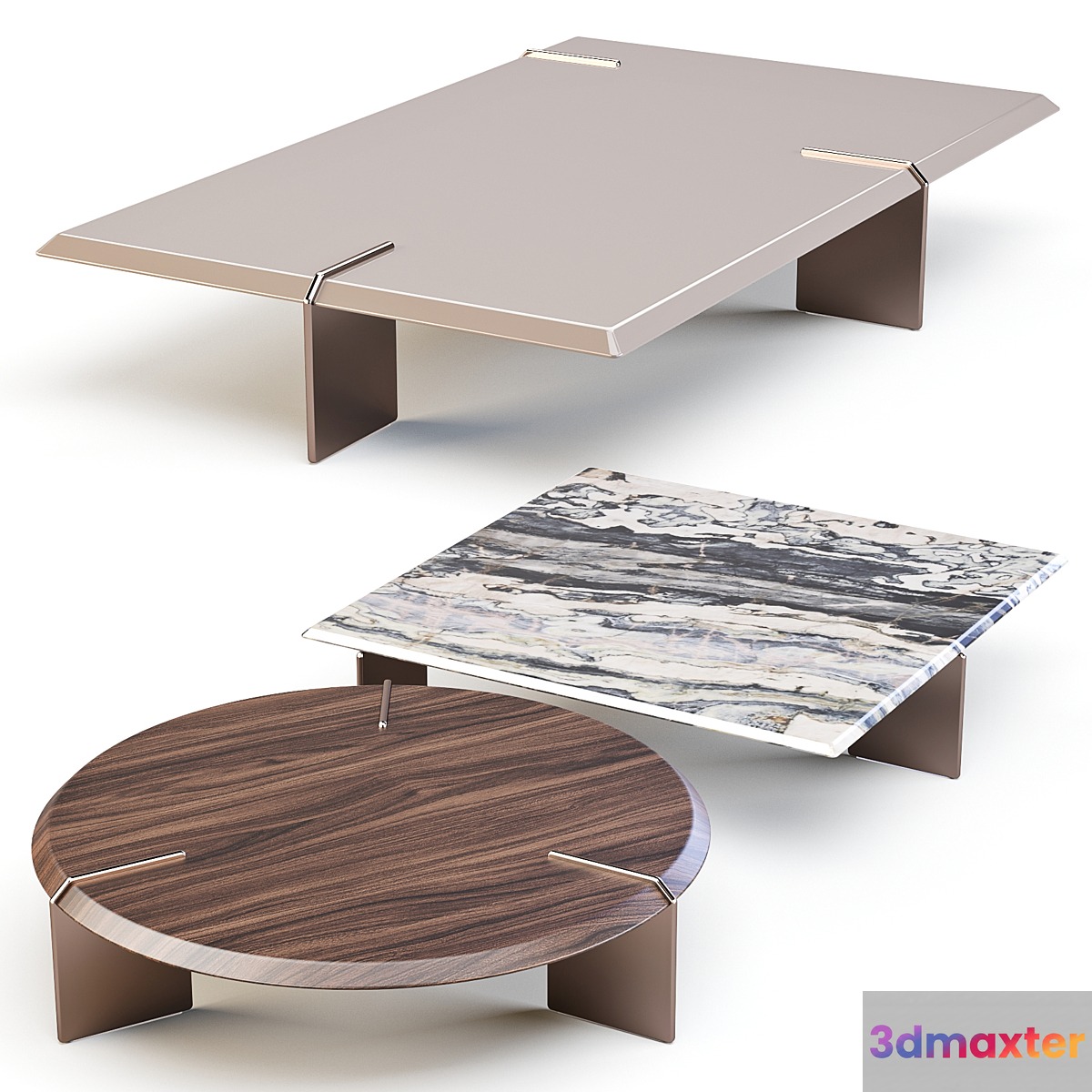 Minotti: Keel - Coffee and Side Tables Set 03 3D Max