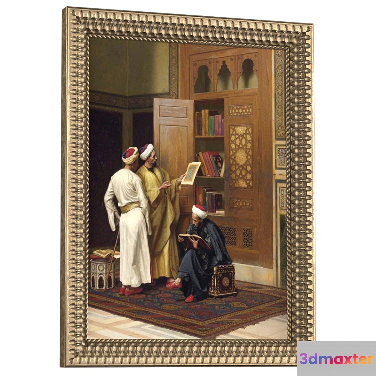 Painting in oriental easterly style.Arabian Frame Picture east gold 3D Max