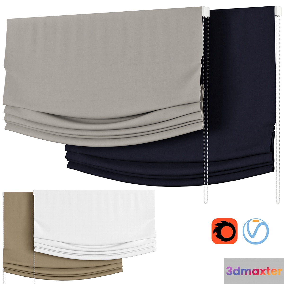 Roman Curtains 139 | Relax Roman Shades | Vitra 3D Max