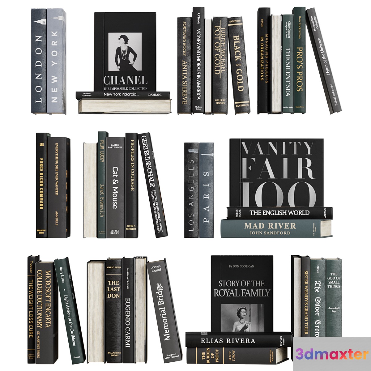 Book decor set 4 3D Max