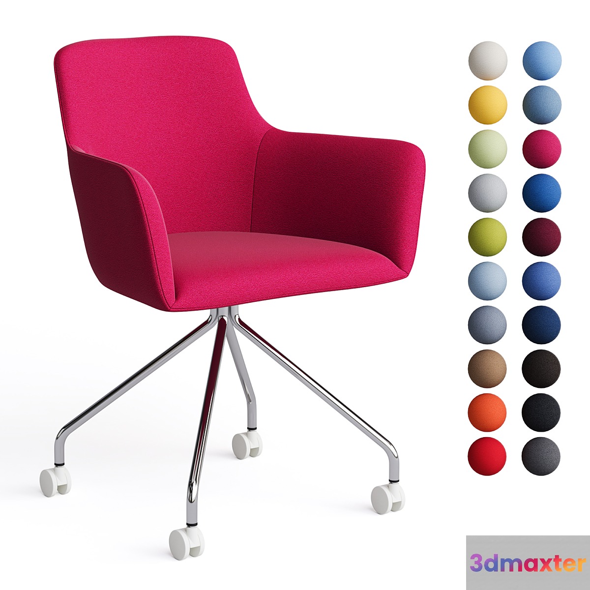 Office chair City by Quadrifoglio fabric on metal legs with casters