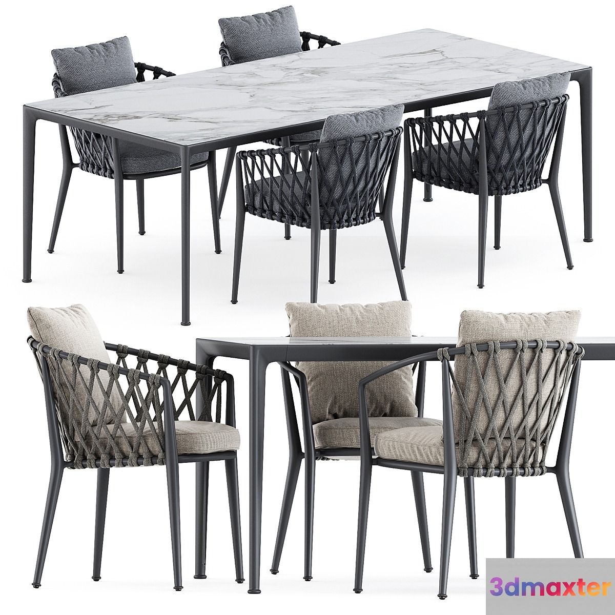 Erica outdoor chair and Mirto Outdoor table by bebitalia set2 3D Max