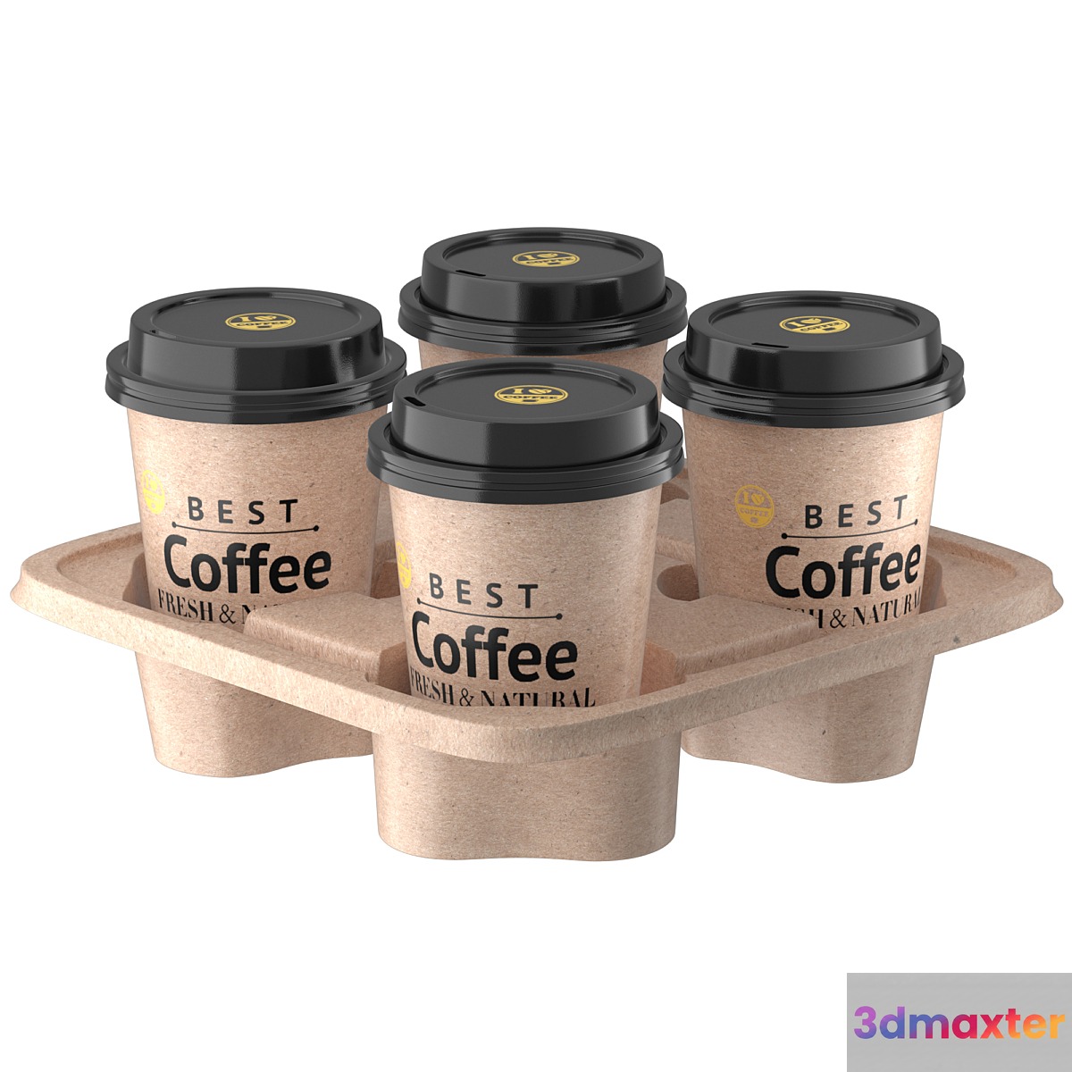 Coffee cups with cardboard holder
