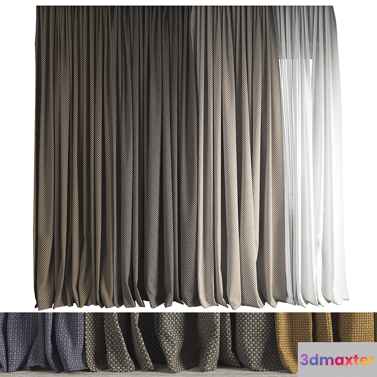 Curtain # 8 with Fidivi Class upholstery fabric 3D Max