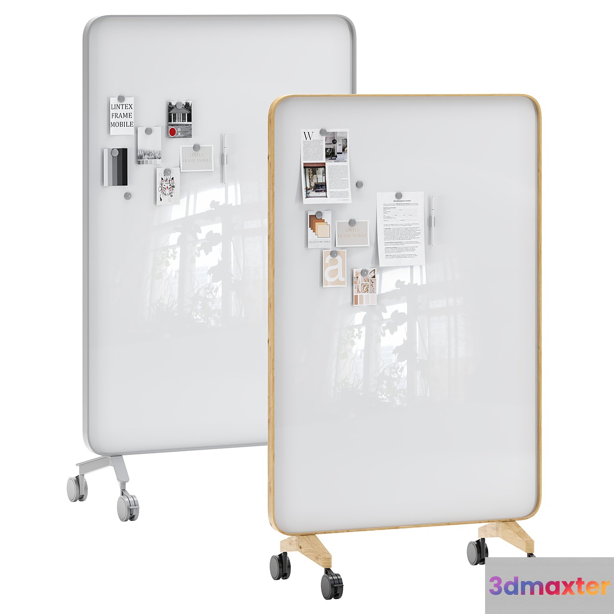 Lintex Frame Mobile double-sided glassboard with a bentwood frame - No.3