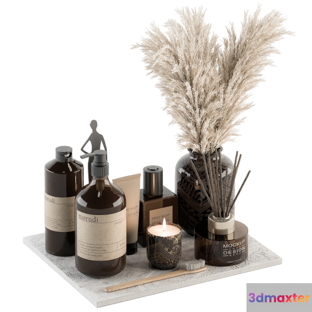Bathroom accessory Set with Dried Plants Set 22
