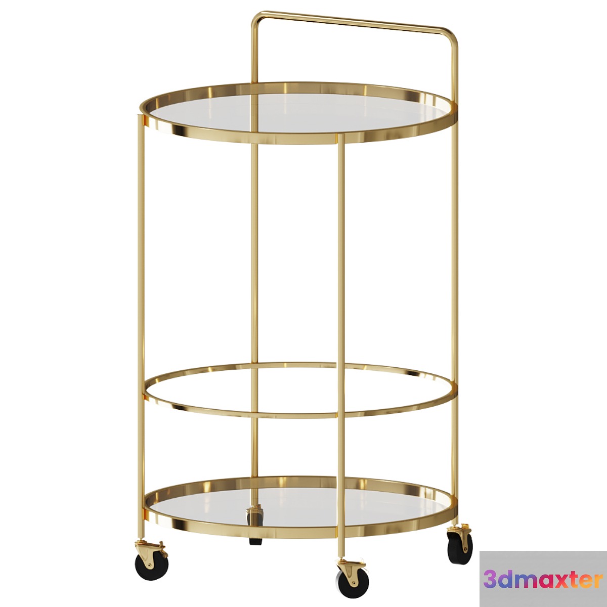 Paola Kitchen trolley glass and gold plated metal table on wheels Coffee table coffee table 3D Max