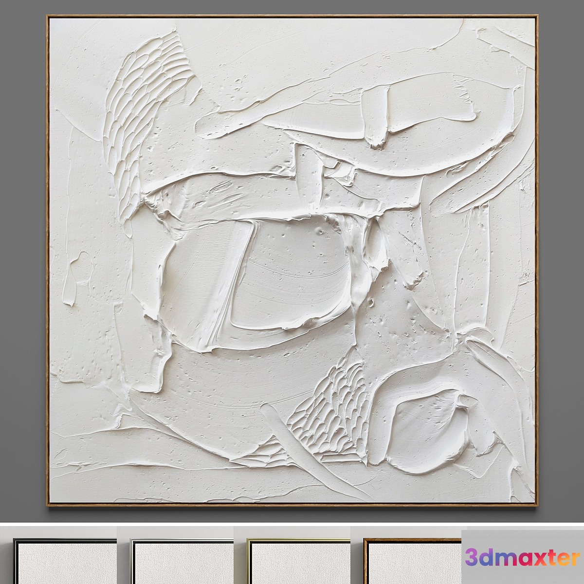 Plaster two square photo frames 04