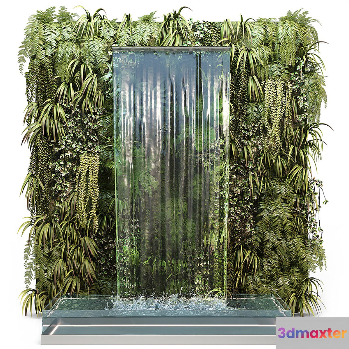 Wall plants with waterfall