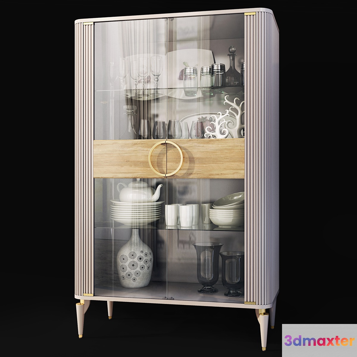 Wardrobe with glass showcase Art Deco Sanvito .Cabinet _ showcase Bellona - No.2