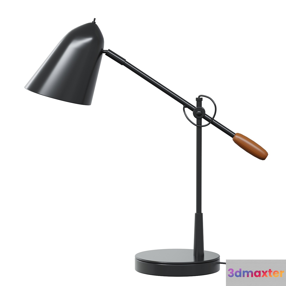 Work lamp Morgan black metal table lamp with USB port