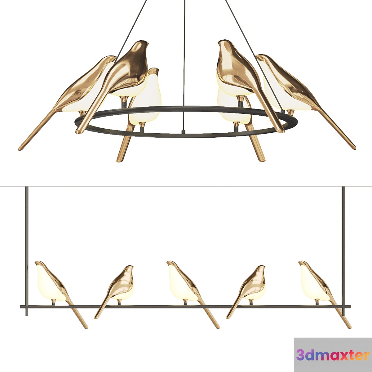 Bird-shaped chandelier NOMI