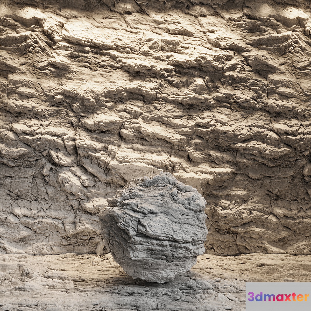 Rock in the interior. Rock material