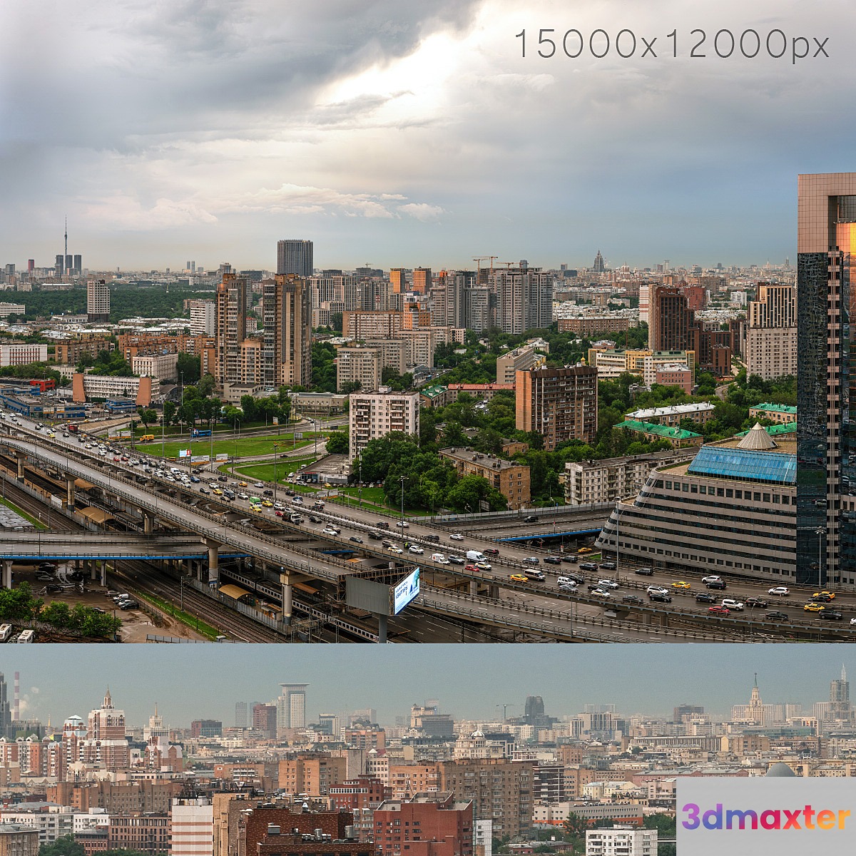 Panorama of Moscow from the flour mill passage 3D Max
