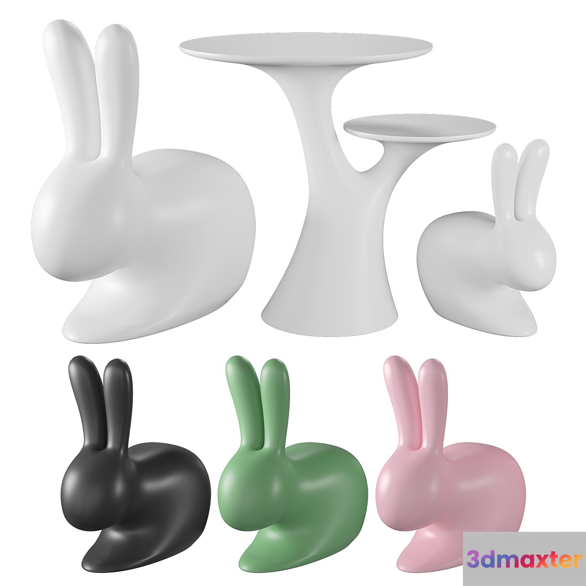Qeeboo Rabbit Chair and Rabbit Tree