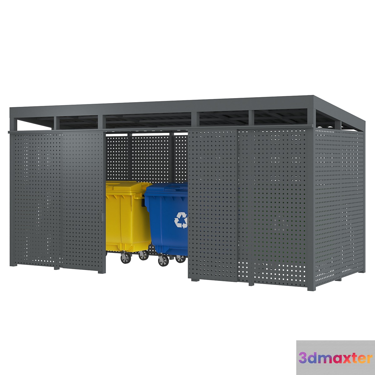 Garbage bins Metal box 3D Max