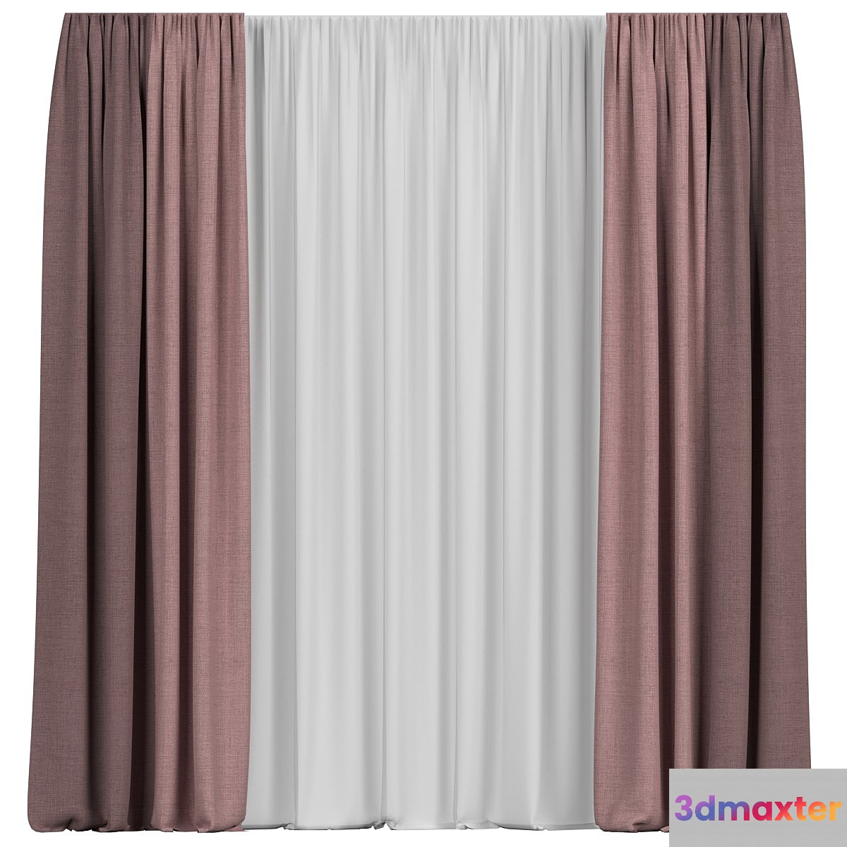 Curtains with tulle - No.4 3D Max