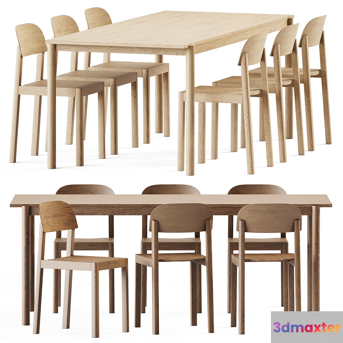 Linear Wood Table and Wooden Workshop Chairs by Muuto