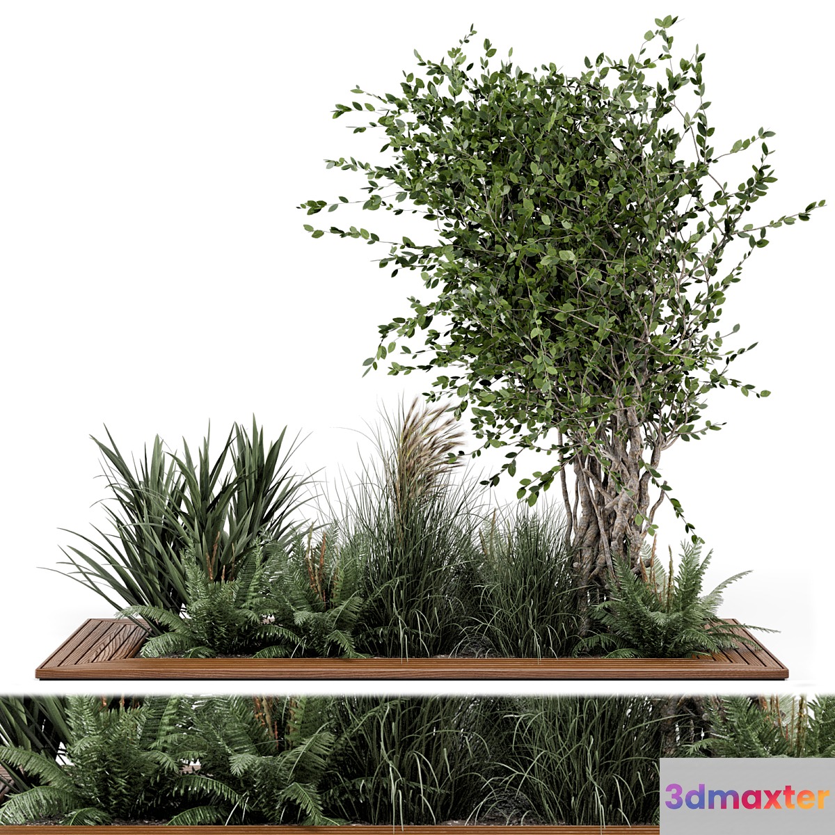 Outdoor Garden set bush and Tree - Garden Set 361 3D Max