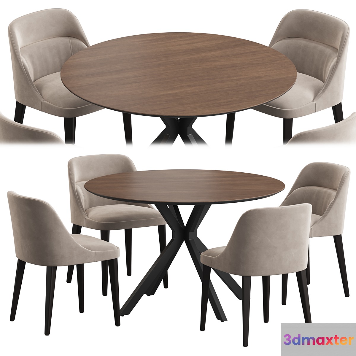 Ralf table Jackie chair dining set 3D Max