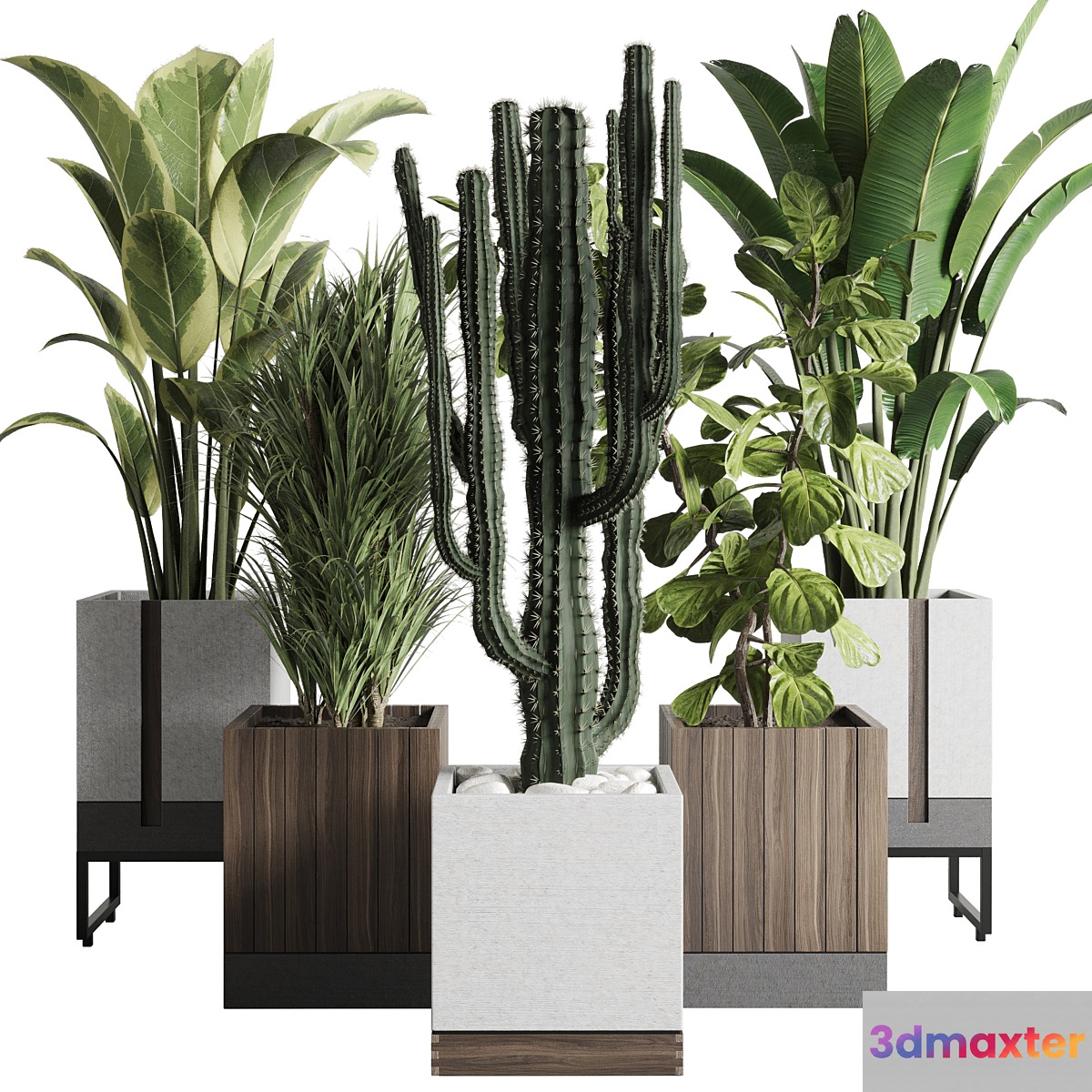 Plant box_Indoor outdoor plant 163 wooden and concrete dirt vase box pot palm cactus Collection