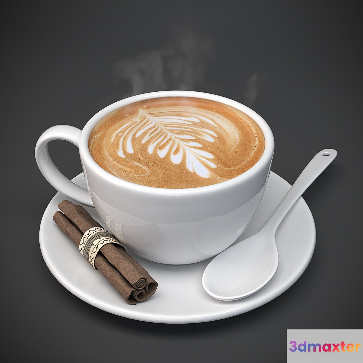 A cup of hot coffee 3D Max