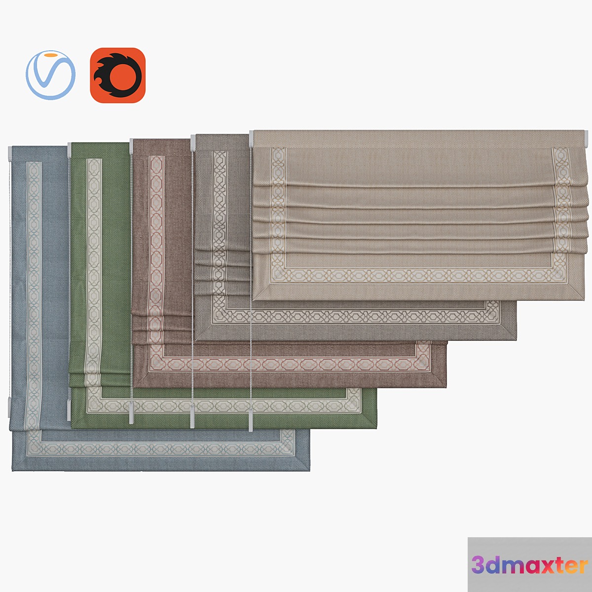 Set of Roman blinds 14 3D Max