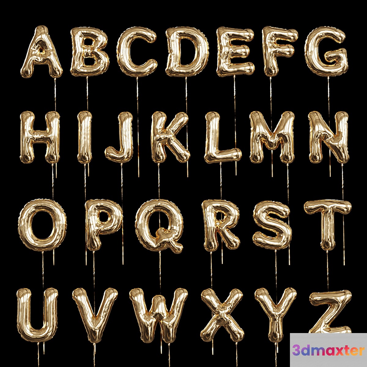Inflatable foil balloons. English alphabet.