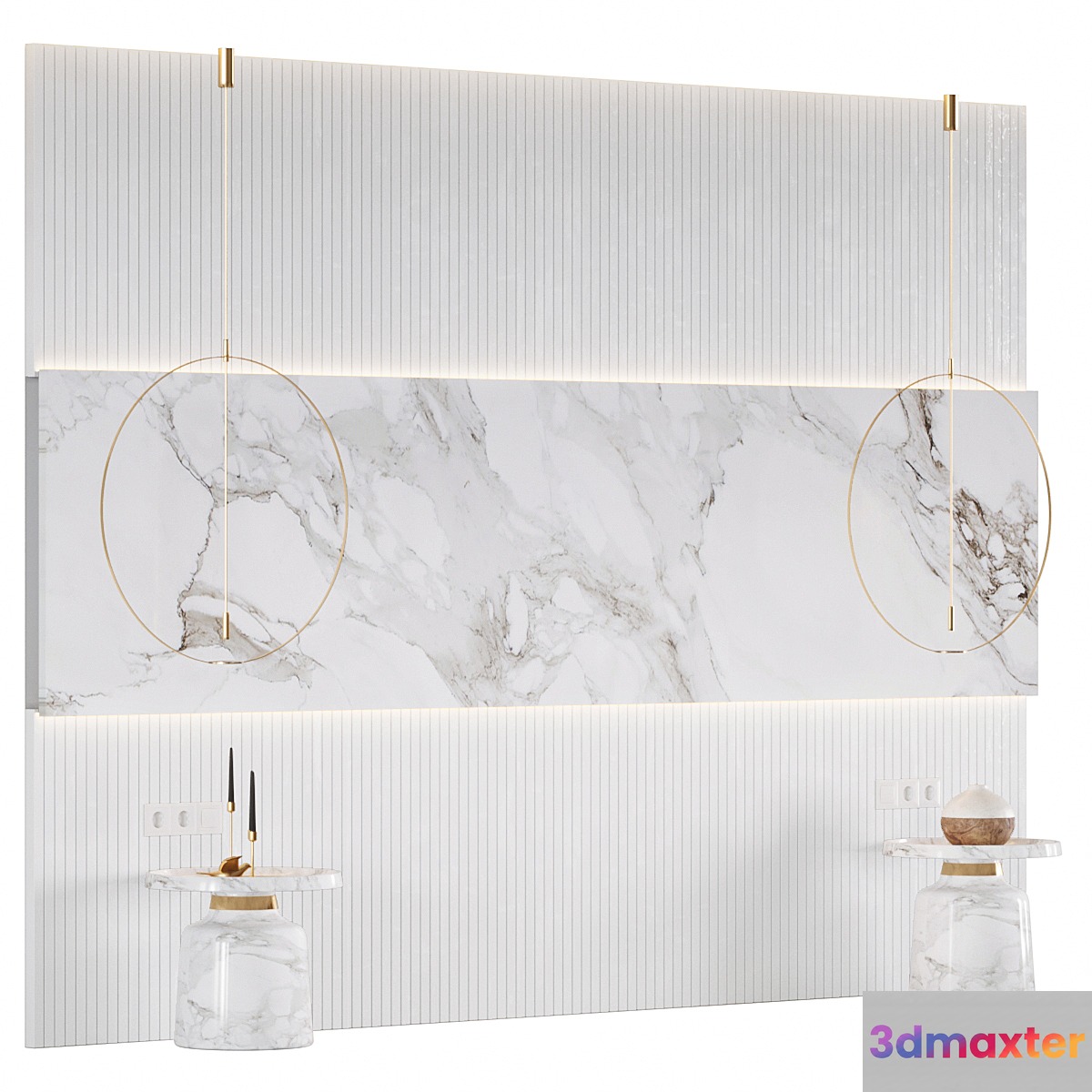 Wall panel with bedside tables 3D Max