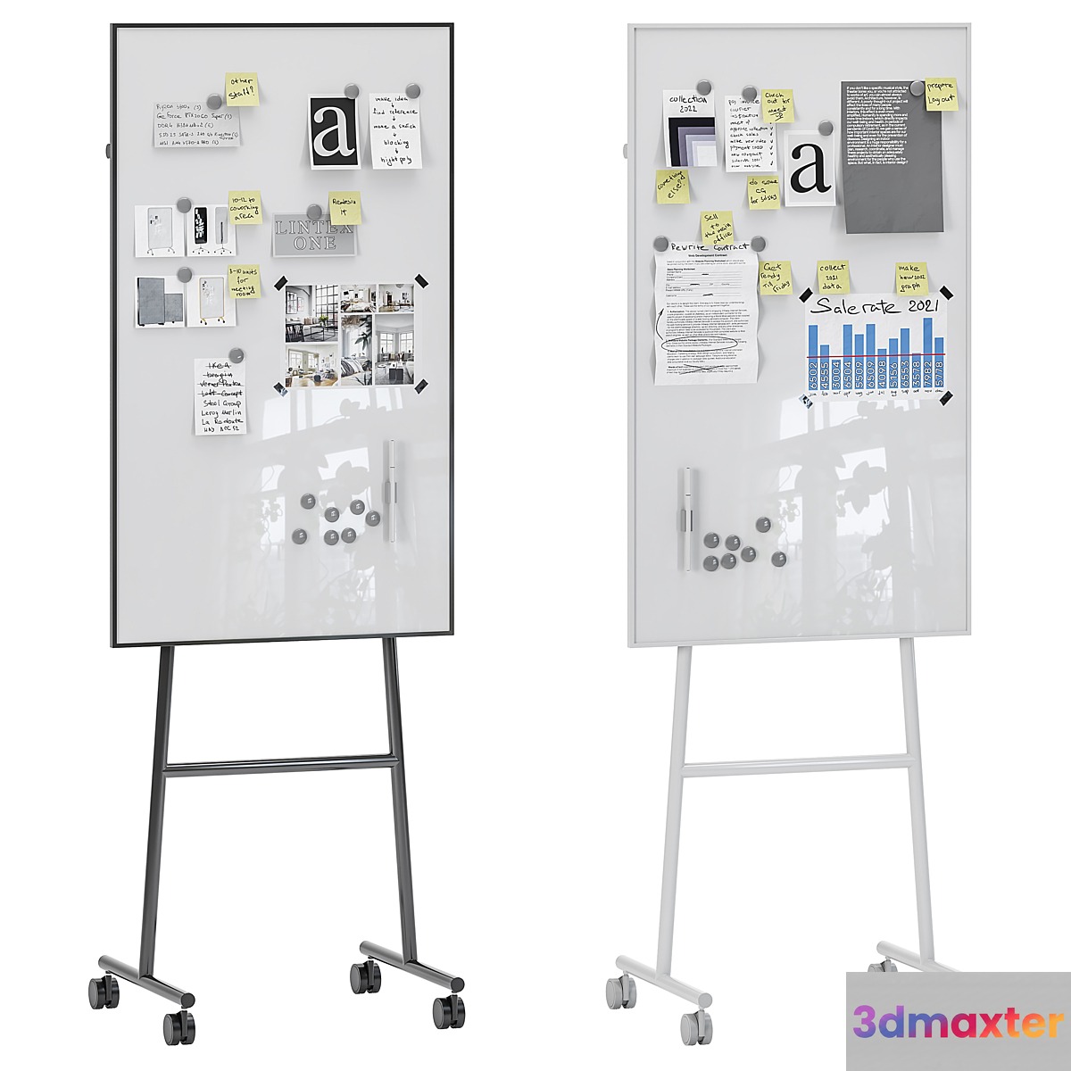 Lintex One Whiteboards with a black or white stand