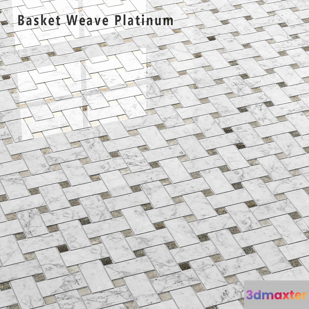 Mosaic Sicis SiciStone Classic Marble Basket Weave Platinum 3D Max