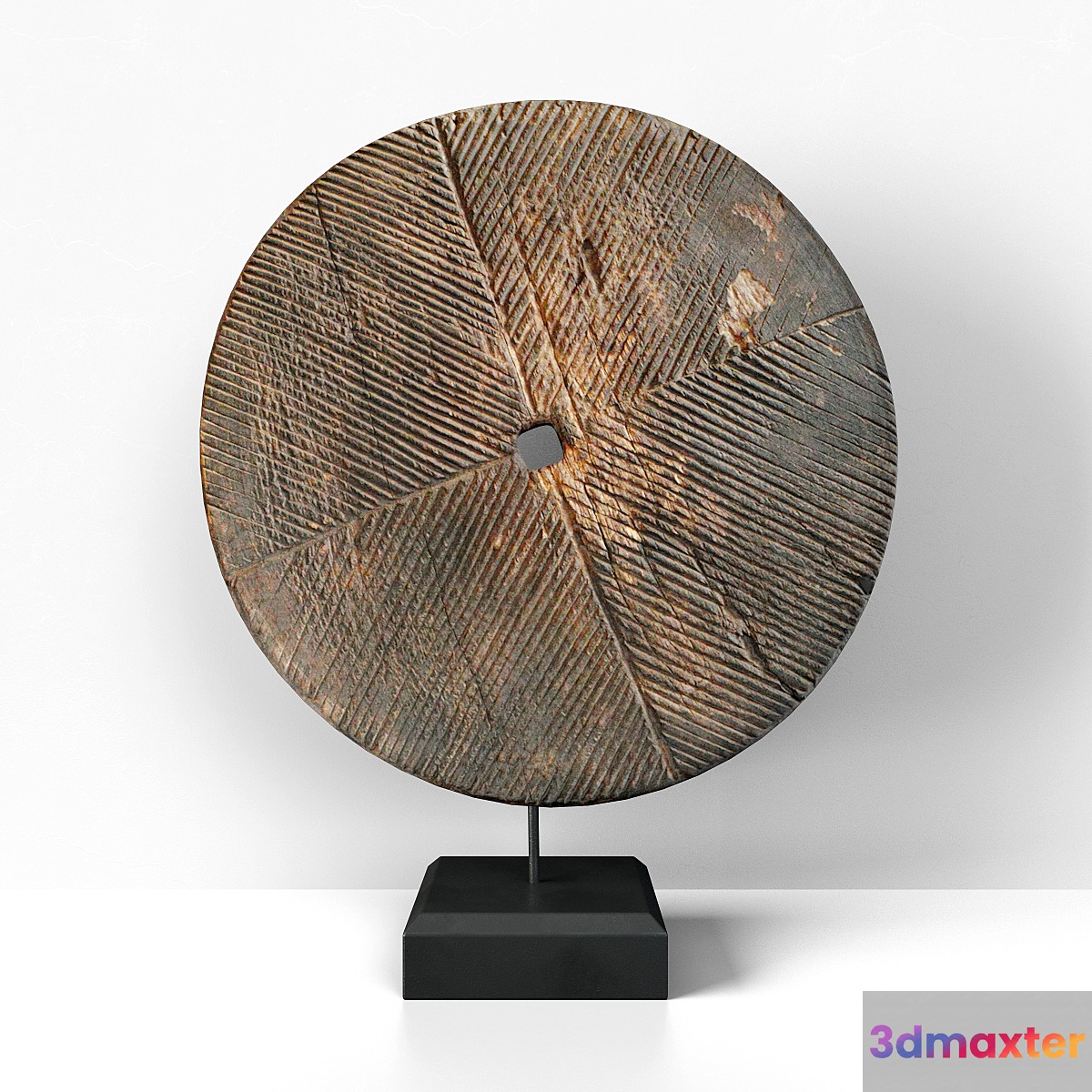 Old India Wood Wheel on Stand 3D Max