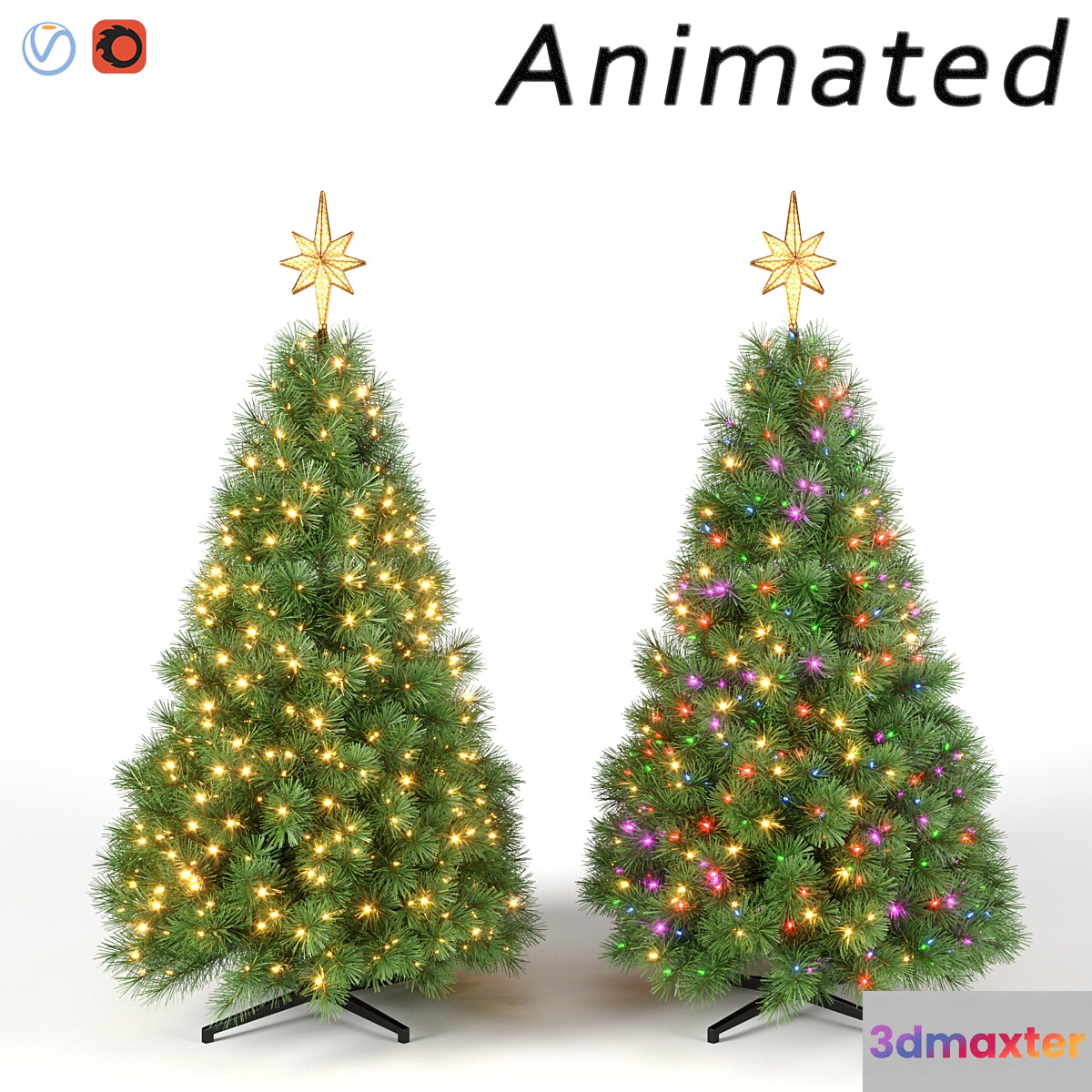 Christmas tree with animated lights Set 2