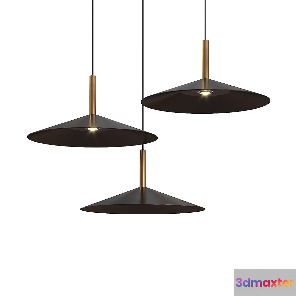 LED pendant lamp with conical shape metal shade and Raid brass stand from Lampatron 3D Max