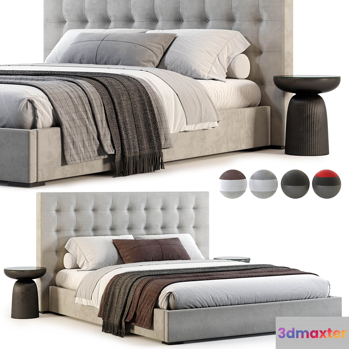 RH MODENA PANEL BOX-TUFTED BED 3D Max