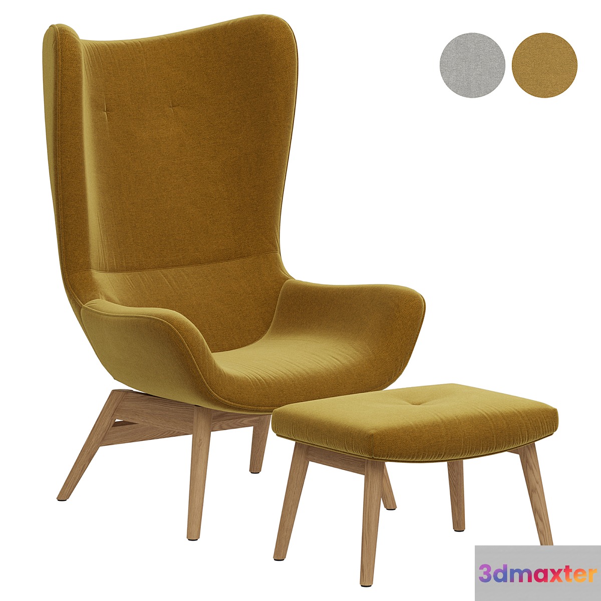 Armchair with curved edges and footrest Crueso La Redoute
