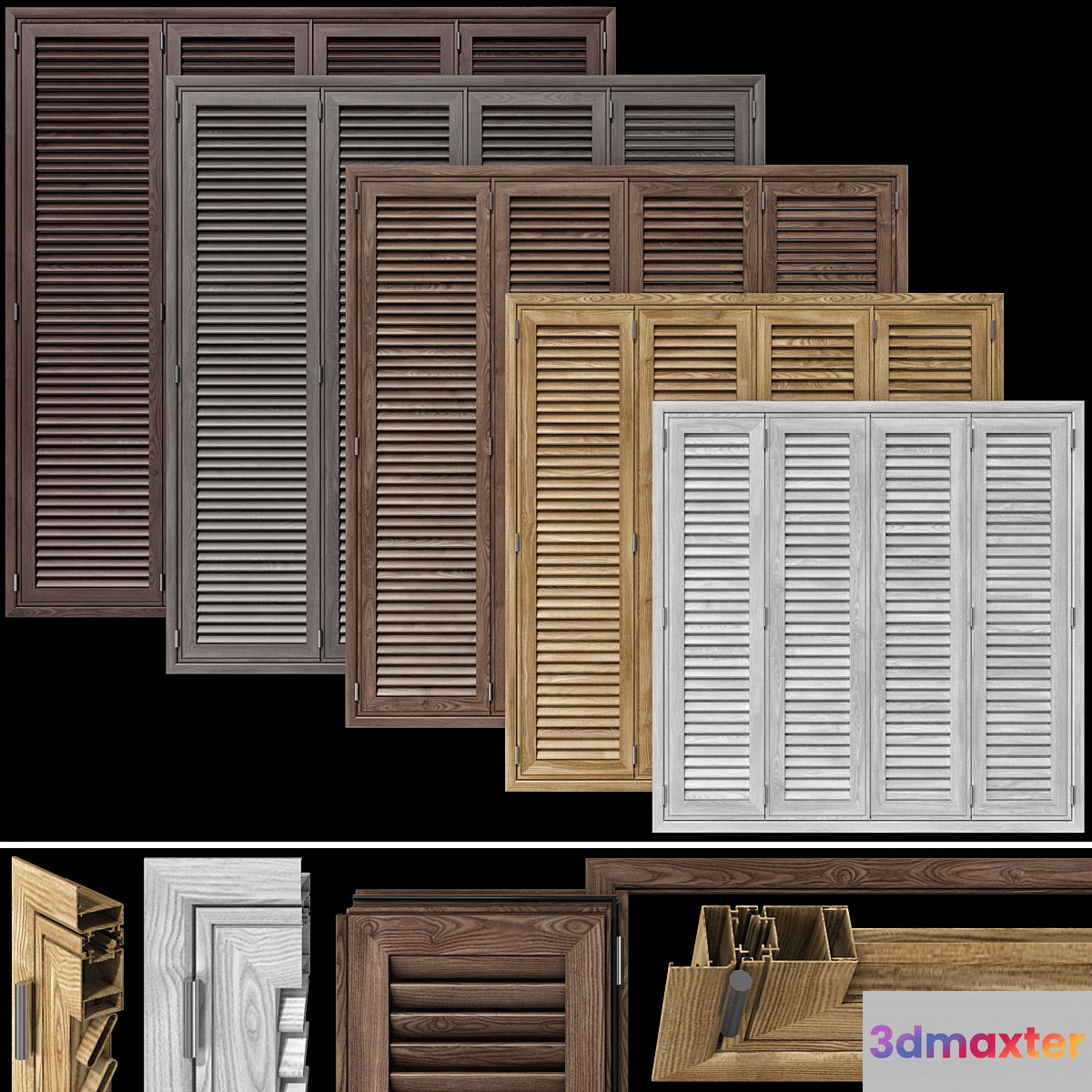 Wooden shutter blind system for windows and doors