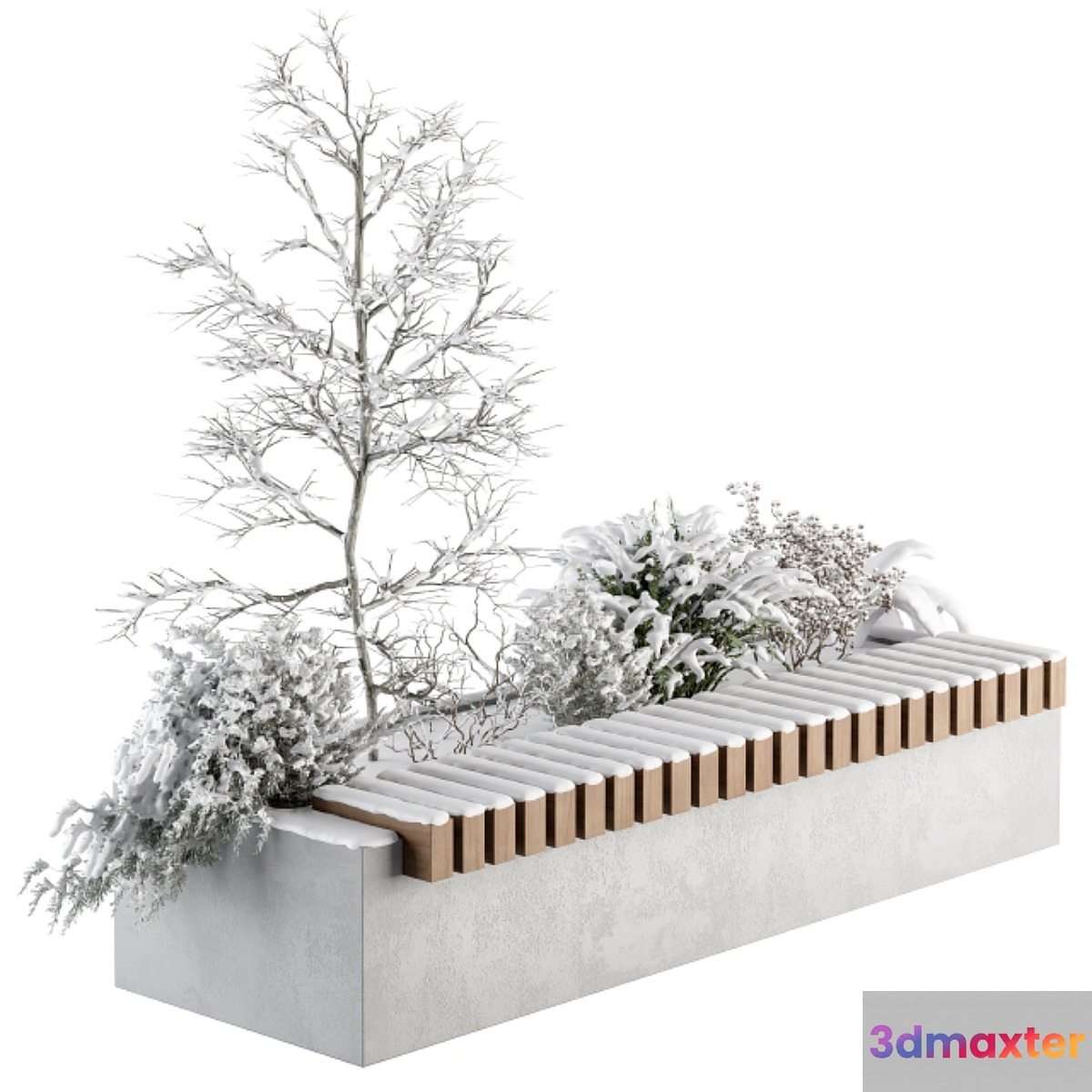 Urban Furniture snowy Bench with Plants- Set 32