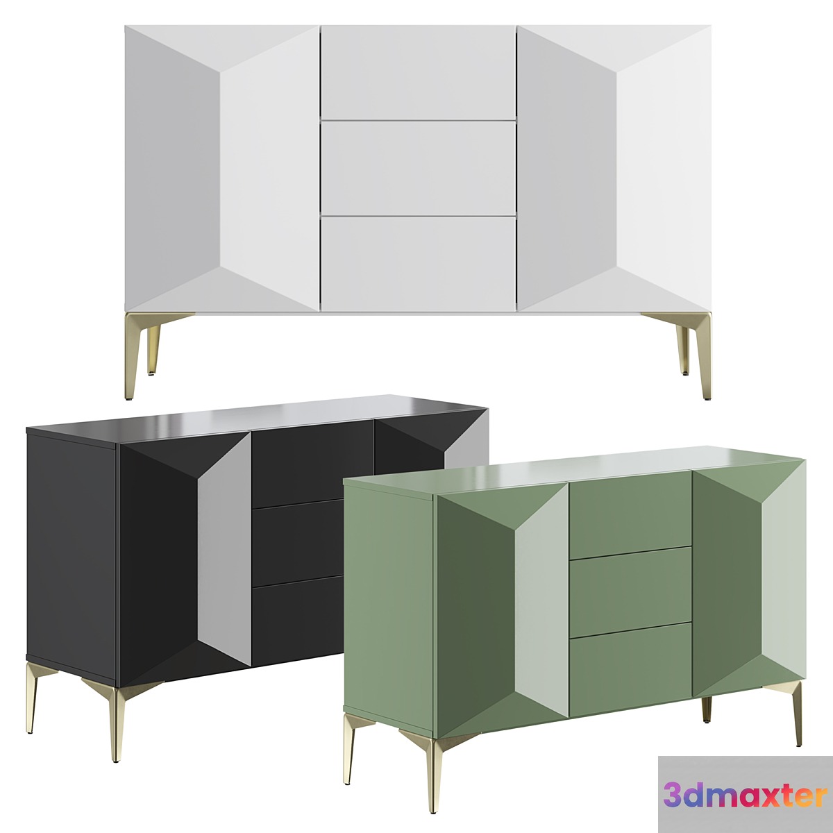 Chest of drawers white laquered - Sierra