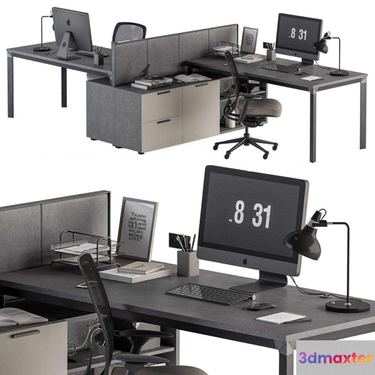 Employee Set Brown and Black - Office Furniture 254