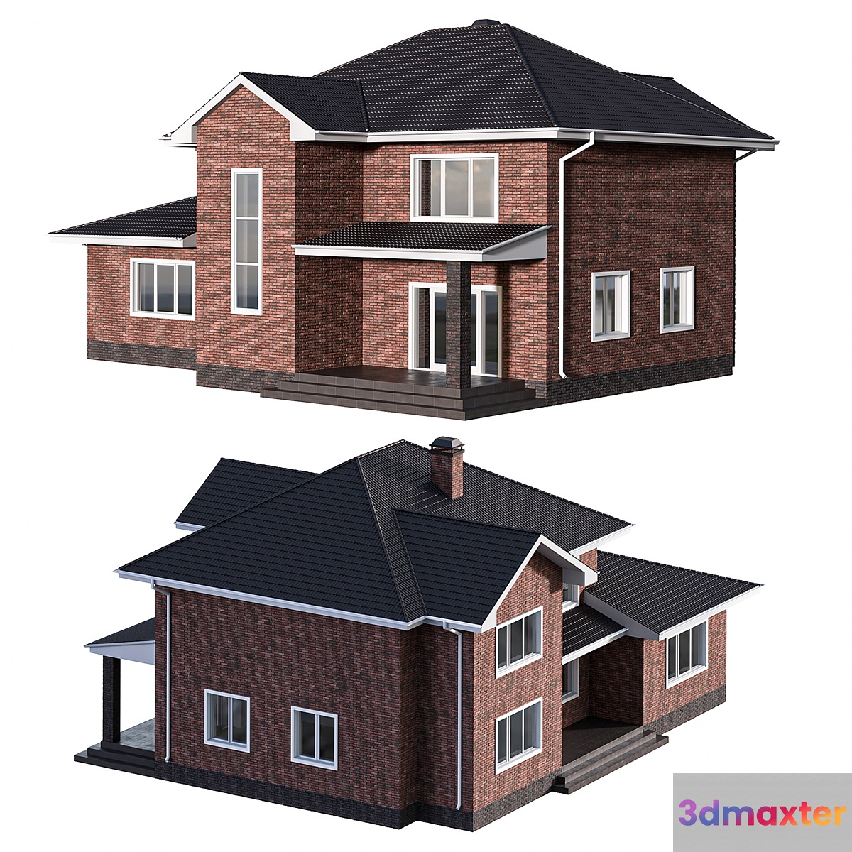 Two-storey brick house with a pitched roof