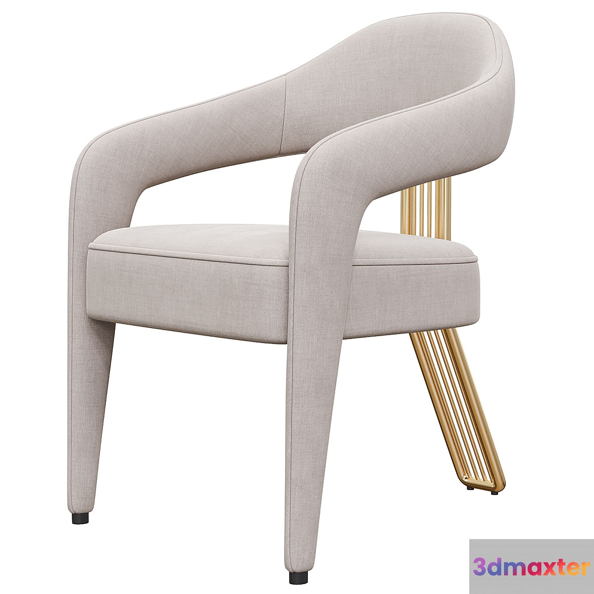 Invicta ii Dining Chair in White with Antique Brass Rear Leg