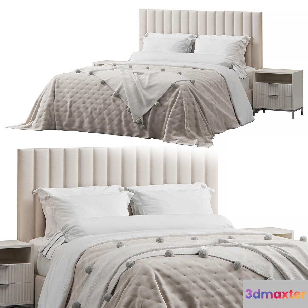 Kennedy Queen Tufted Headboard Bed - No.2