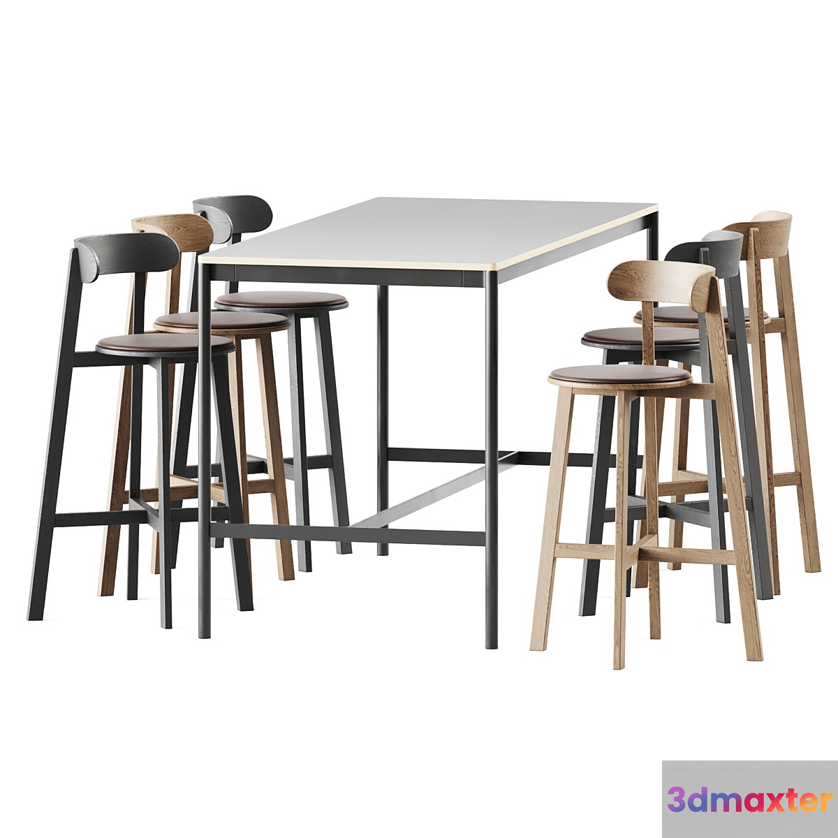 Base Table High Muuto and Roda Bar Stool by Branca Lisboa